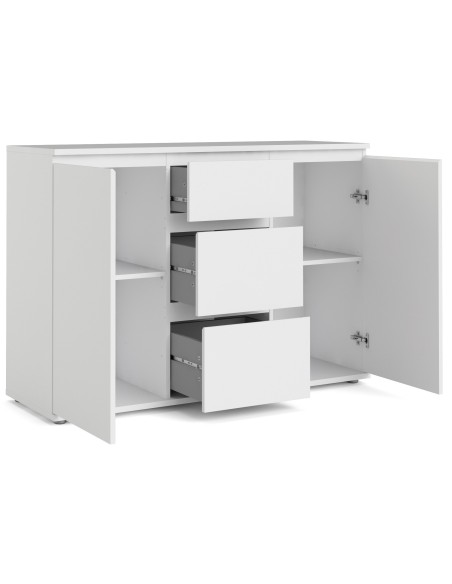 Credenza 2 ante - 3 cassetti Bianco opaco
