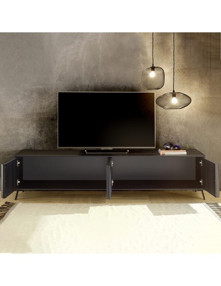 Porta TV 4 ante nero frassinato Ville