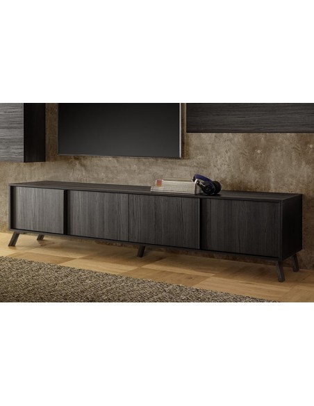 Porta TV 4 ante nero frassinato Ville