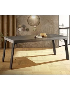 Tavolo nero frassinato con struttura in metallo Ville