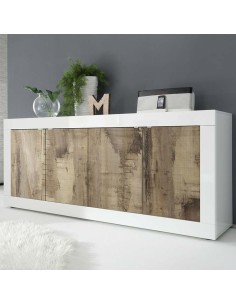 Credenza 4 ante Bianco laccato / Pero