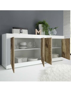 Credenza 4 ante Bianco laccato / Pero 2