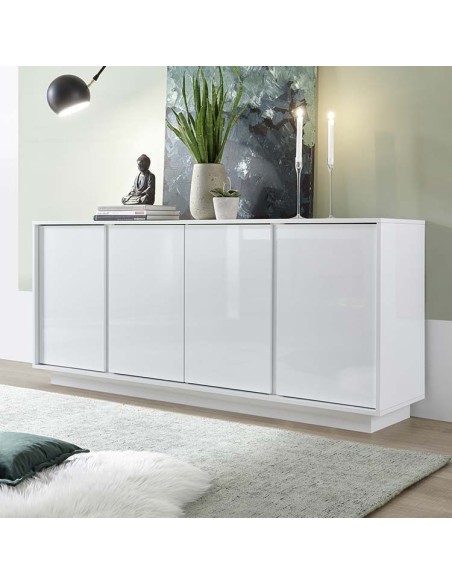 Madia 4 ante Bianco laccato lucido 180 cm