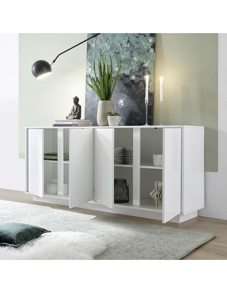 Madia 4 ante Bianco laccato lucido 180 cm