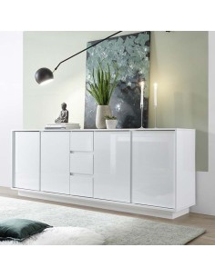 Madia 4 ante - 3 cassetti Bianco laccato lucido Glace