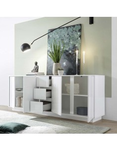 Madia 4 ante - 3 cassetti Bianco laccato lucido Glace 2