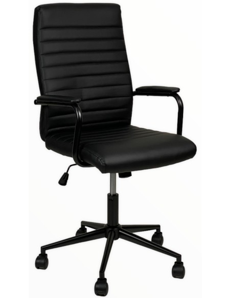 Poltrona girevole semi direzionale Artemide in ecopelle nero