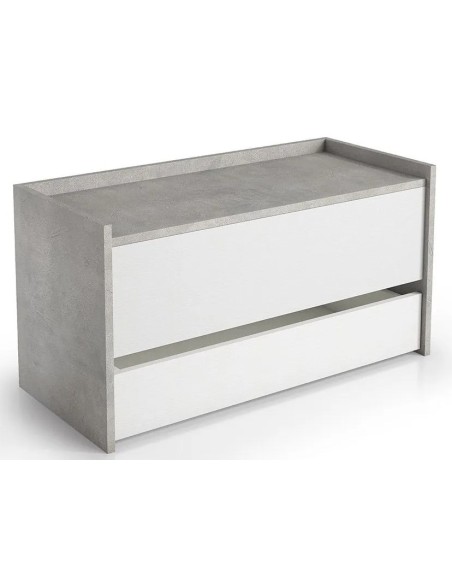 Composizione ingresso Baule con mensola appendiabiti Bianco / Cemento