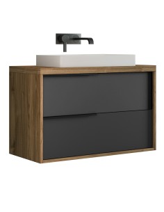 Mobile bagno 2 cassetti lavabo incasso Noce / Grafite (Specchio escluso) 2