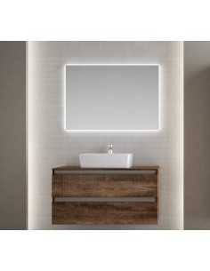 Mobile bagno sospeso 2 cassetti con lavabo d'appoggio Tabacco / Tortora (Specchio escluso) 2