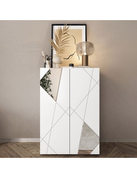 Scarpiera ingresso serigrafata Bianco laccato