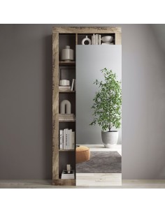 Armadio ingresso con appenderia 1 anta specchio Bianco laccato / Pero 2