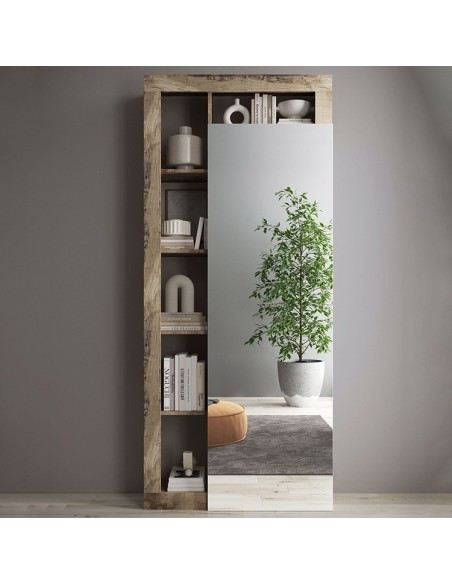 Armadio ingresso con appenderia 1 anta specchio Bianco laccato / Pero