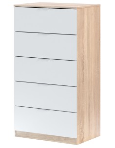 Cassettiera 5 cassetti Rovere / Bianco opaco 2
