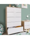 Cassettiera 5 cassetti Rovere / Bianco opaco