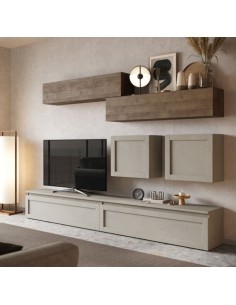 Parete soggiorno sospesa Argilla / Mercure  01