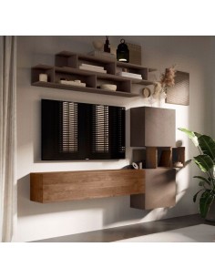 Parete soggiorno attrezzata sospesa Bronzo - Mercure 3