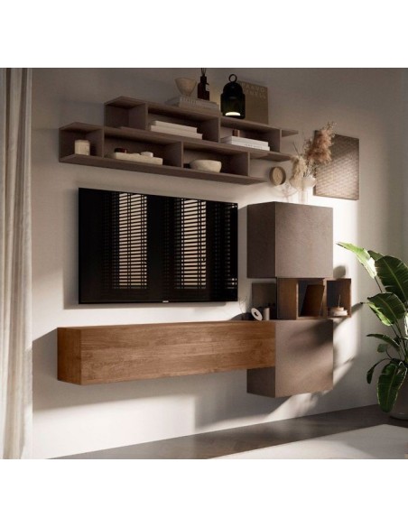 Parete soggiorno attrezzata sospesa Bronzo - Mercure 3