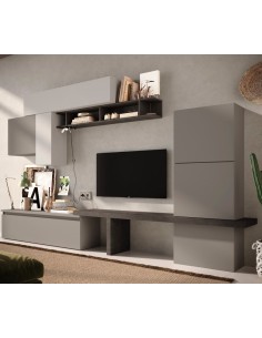 Parete attrezzata soggiorno Ardesia - Piombo - Gesso 06