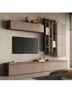 Parete attrezzata sospesa moderna Bronzo - Argilla 20