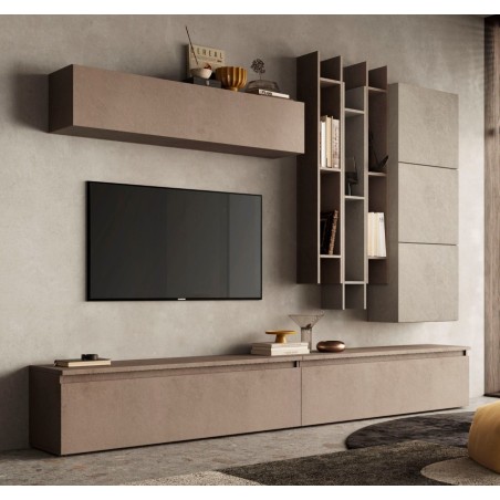 Parete attrezzata sospesa moderna Bronzo - Argilla 20