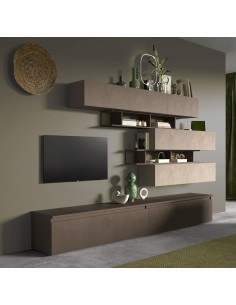 Parete attrezzata sospesa Argilla - Bronzo 26