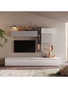 Parete attrezzata Gesso - Ardesia - Bianco Laccato  29