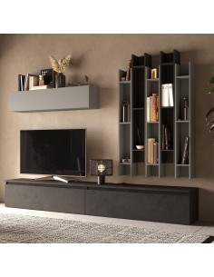 Parete soggiorno con mensole Piombo - Ardesia 30