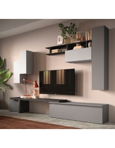 Parete attrezzata con mensolone TV Gesso - Ardesia - Piombo 33