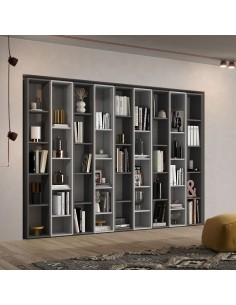 Libreria soggiorno 9 moduli Gesso - Ardesia 35