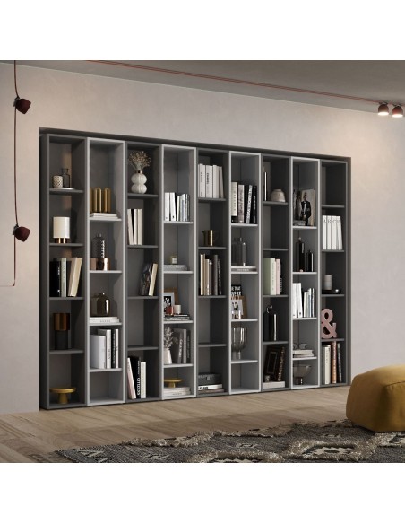 Libreria soggiorno 9 moduli Gesso - Ardesia 35