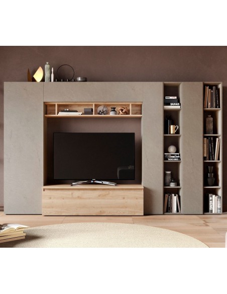 Parete soggiorno Maxi Argilla - Rovere Kadiz 36