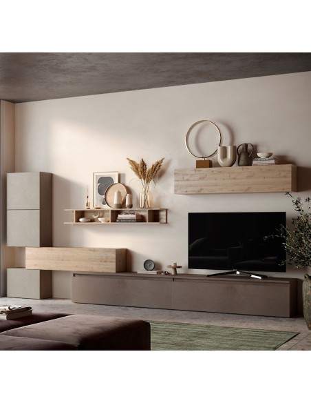 Parete attrezzata Argilla - Bronzo - Rovere Kadiz 37