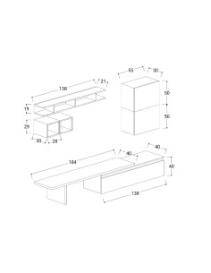 Parete attrezzata Argilla - Rovere kadiz - Bronzo   2a 2