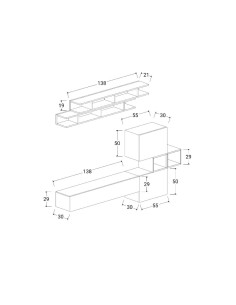 Parete soggiorno attrezzata sospesa Bronzo - Mercure 3 2