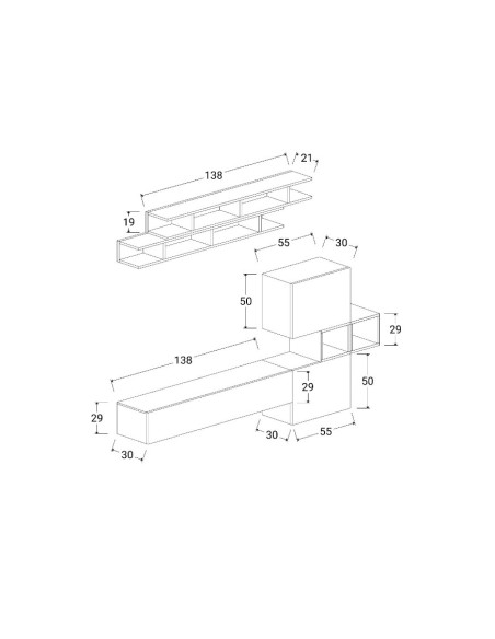 Parete soggiorno attrezzata sospesa Bronzo - Mercure 3