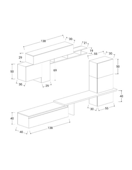 Parete attrezzata soggiorno Ardesia - Piombo - Gesso 06