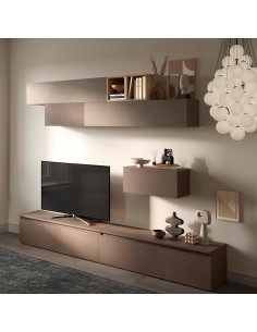Parete soggiorno attrezzata Argilla - Bronzo - Rovere Kadiz 42