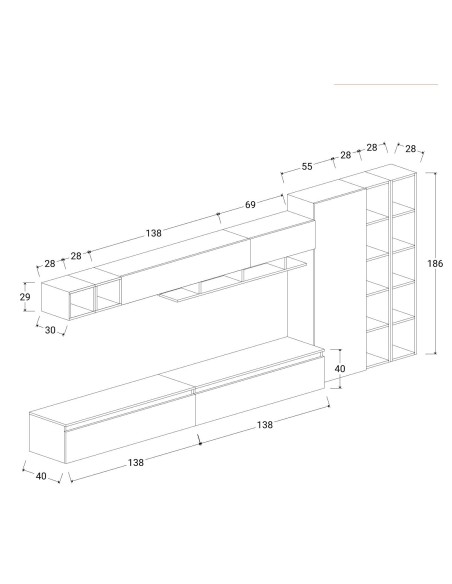 Parete soggiorno Maxi Ardesia - Piombo 43