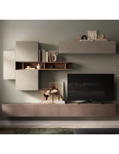 Parete attrezzata sospesa Bronzo - Argilla - Mercure 44