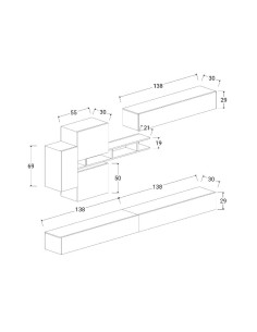 Parete attrezzata sospesa Bronzo - Argilla - Mercure 44 2
