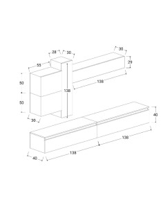 Parete attrezzata sospesa Bianco laccato / Gesso 07 2