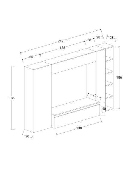 Parete soggiorno Argilla - Bronzo - Mercure 09