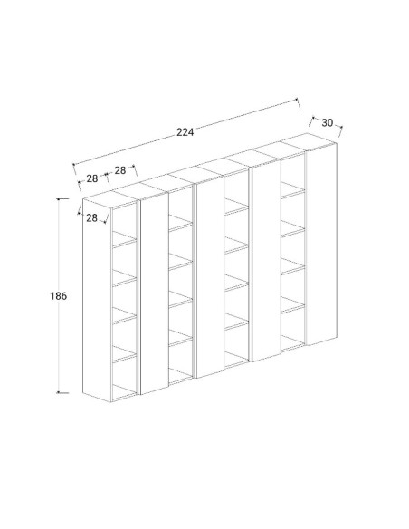 Parete soggiorno Libreria Lava 4 colonne a giorno - 4 colonne con anta 11