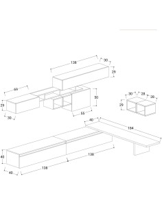 Parete soggiorno ad angolo Piombo - Rovere Kadiz - Argilla 45 2