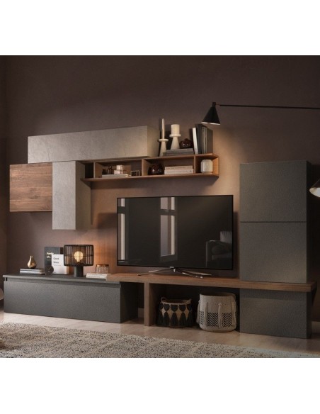Parete soggiorno attrezzata Mercure - Lava - Argilla 46