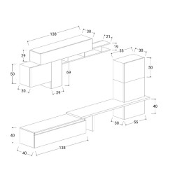 Parete soggiorno attrezzata Mercure - Lava - Argilla 46 2