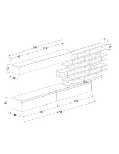Parete attrezzata moderna Argilla - Bronzo con mensole sospese 13 2