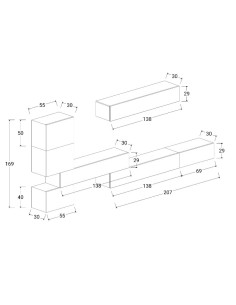 Parete attrezzata sospesa Bronzo - Mercure 14 2