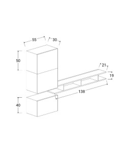 Parete soggiorno sospesa Argilla - Mecure 51 2